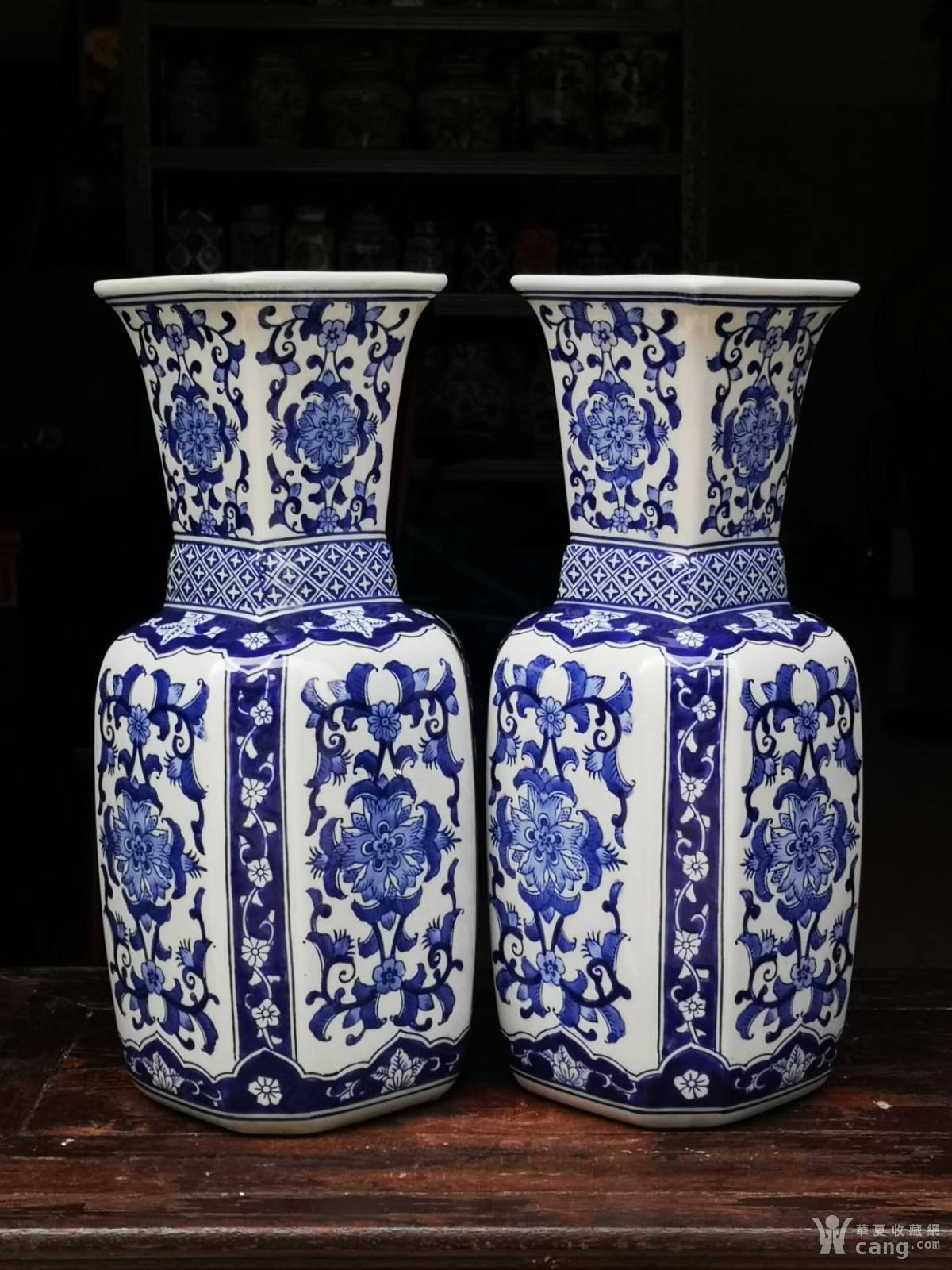 青花瓷花瓶瓷瓶摆件青花手绘花开富贵陶瓷大花瓶中式陶瓷落地花瓶