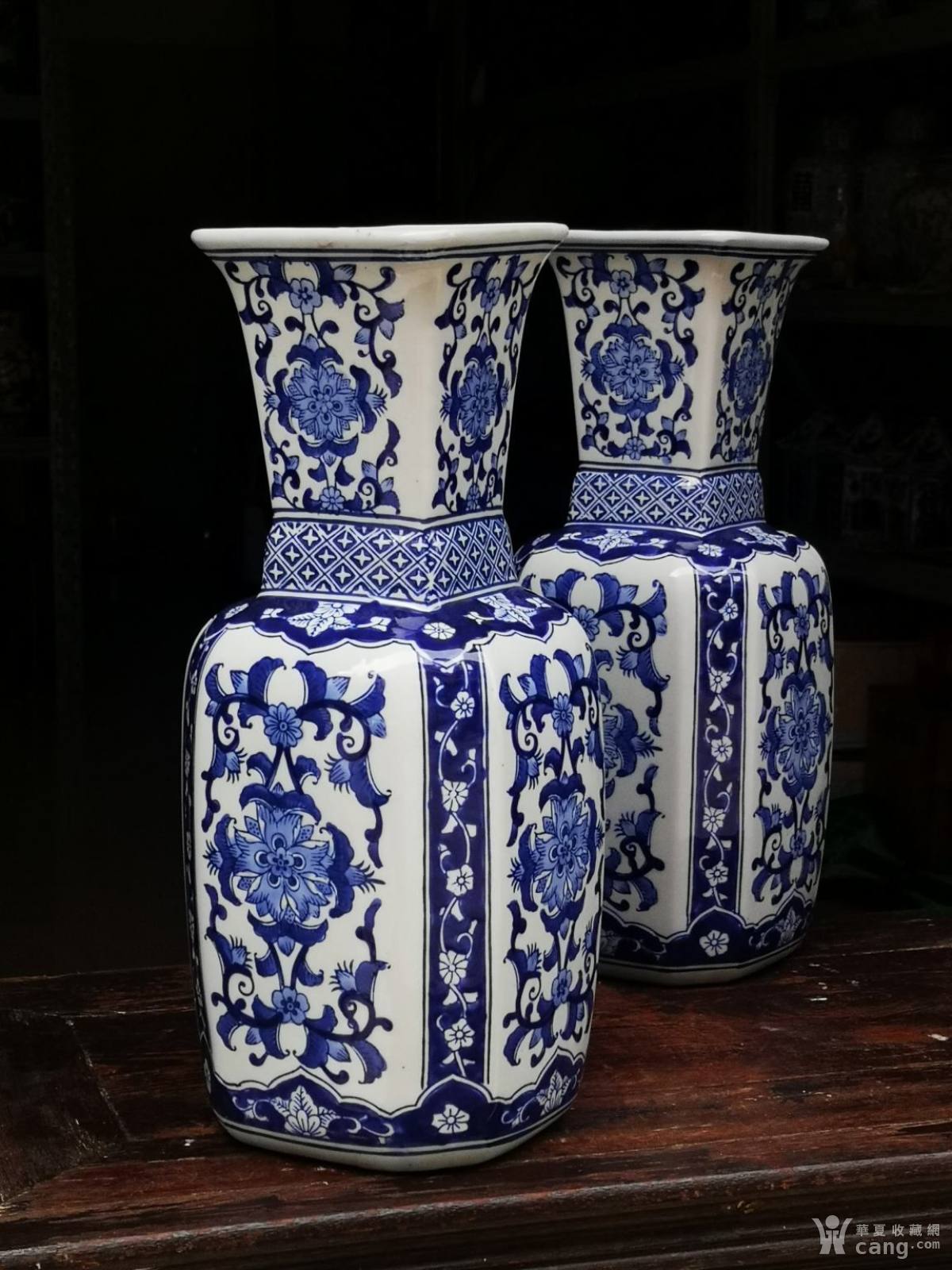 青花瓷花瓶瓷瓶摆件青花手绘花开富贵陶瓷大花瓶中式陶瓷落地花瓶