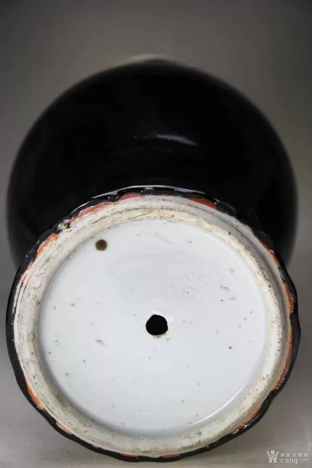 晚清乌金釉大观音瓶 古董古玩古瓷器收藏品包老保真单色釉精品