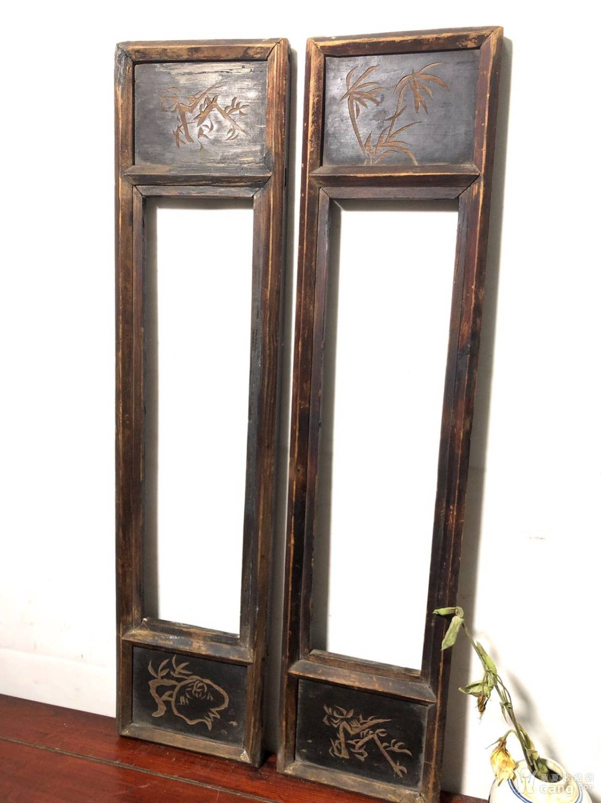 【民国】特色老木雕老挂屏花窗一对