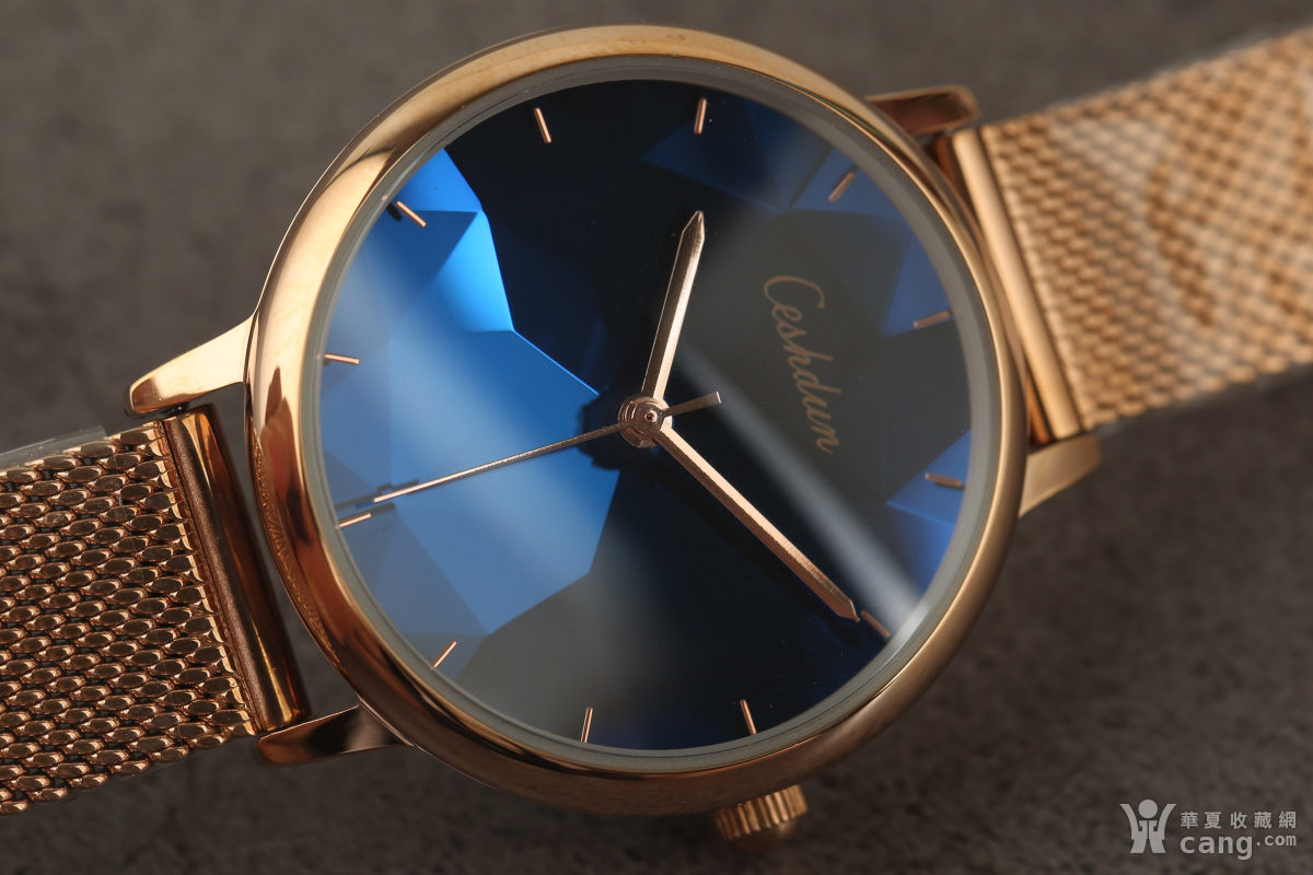 潮流品牌希仕顿女表 网红潮款 宝石蓝 玫瑰色镀金 库存未使用