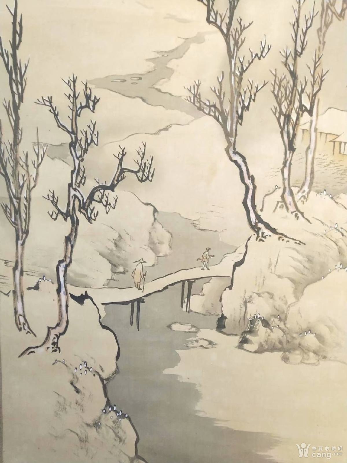 民国绢本雪景山水画