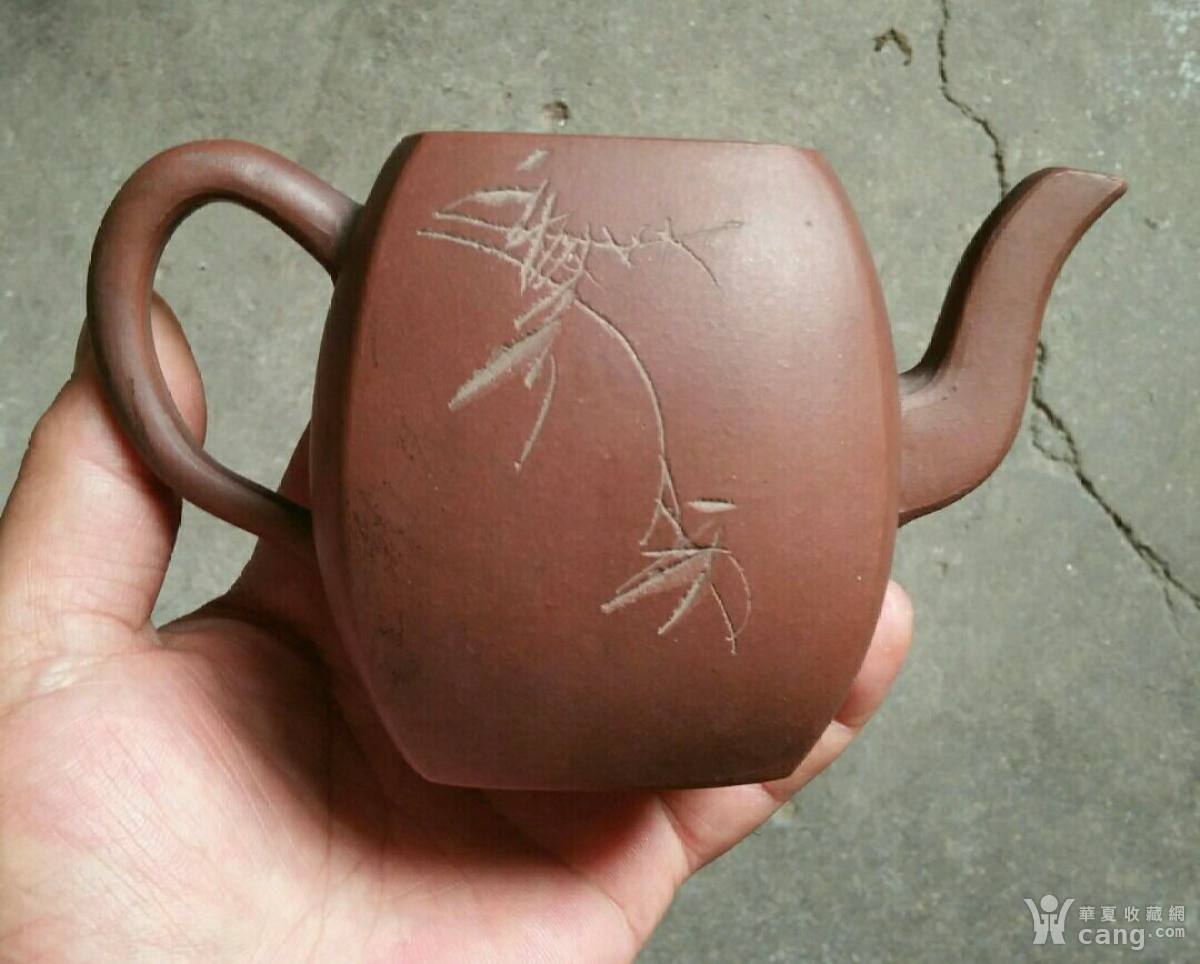 七八十年代少石刻小四方紫砂壶