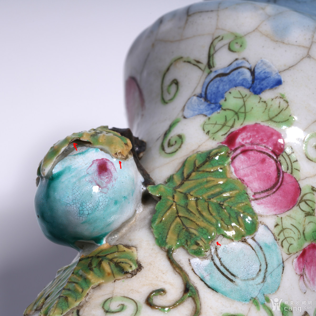 清晚清 哥釉粉彩五老观太极图石榴口瓶一对 - 清 - 瓷器 - 华夏收藏网