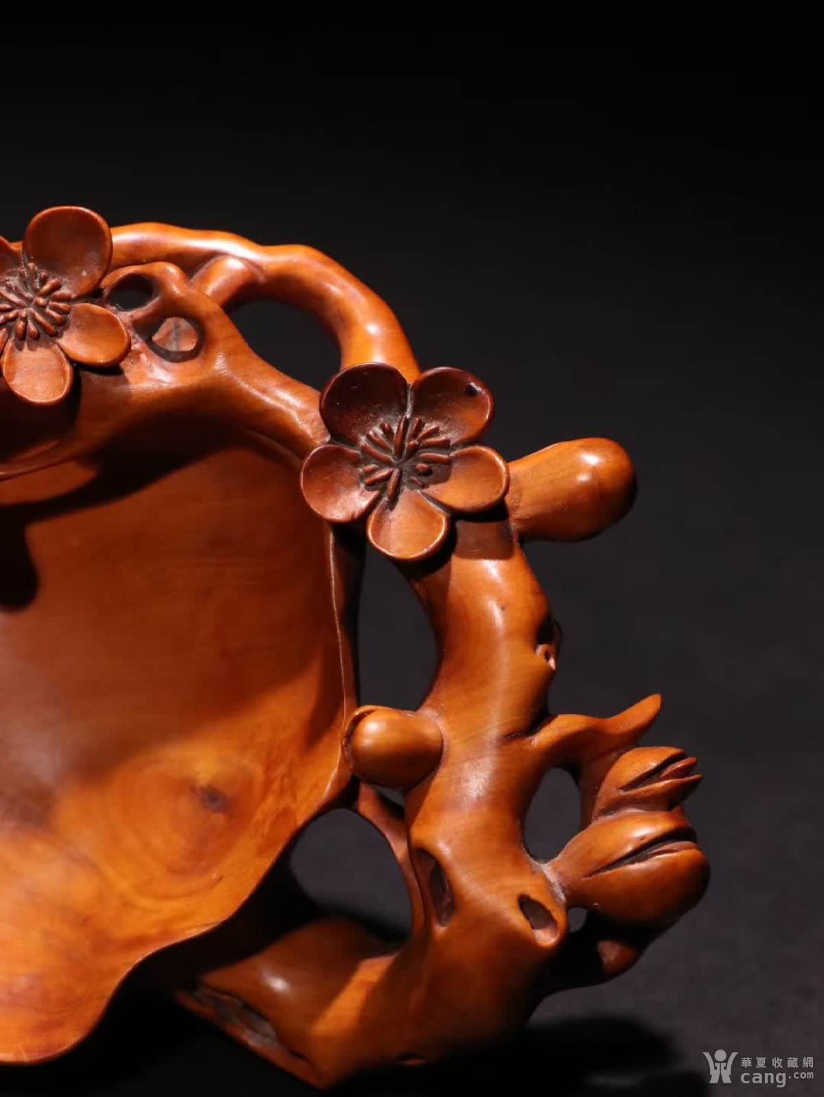 黄杨木梅花纹笔洗