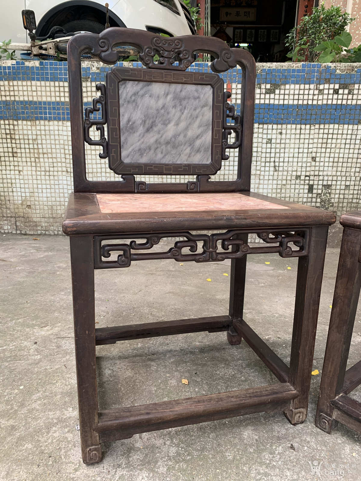 清代老红木酸枝 精品靠背椅一对