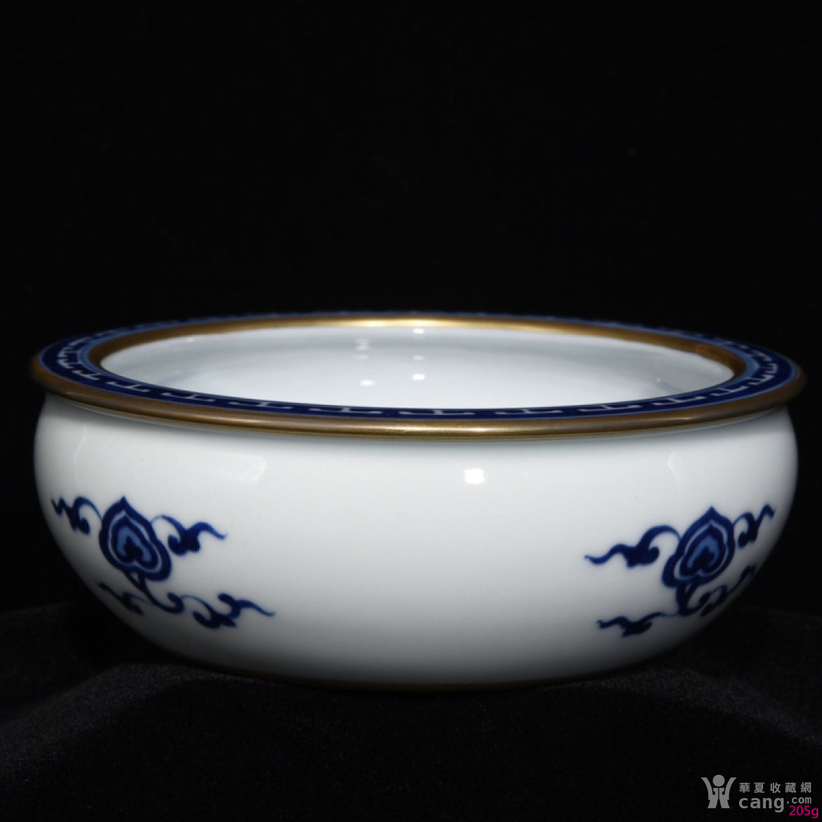 清雍正青花龙凤纹笔洗5x14古董瓷器