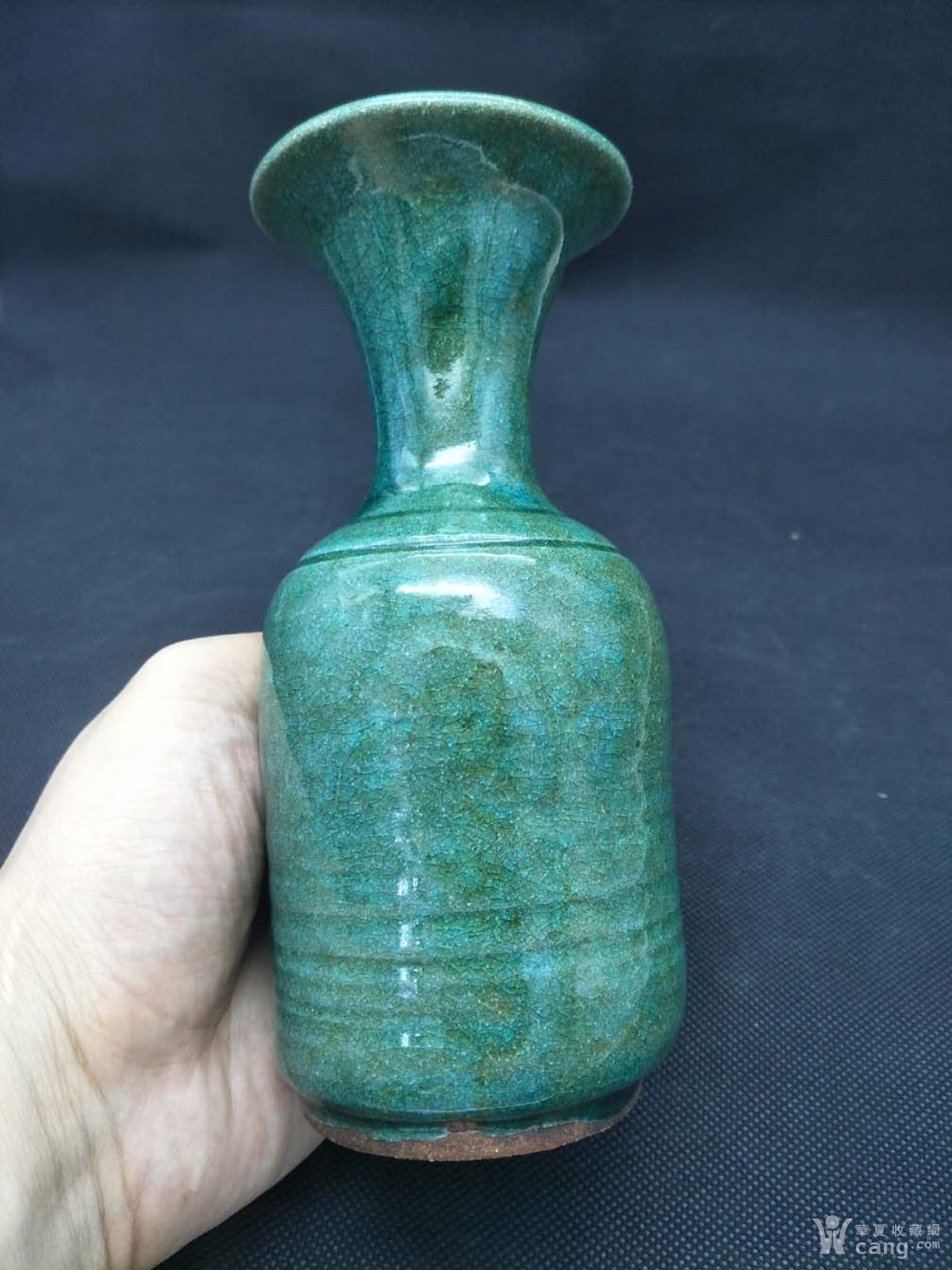 老清代绿釉棒槌素花瓶古董瓷器民窑琉璃釉瓶子包真包老文玩收藏