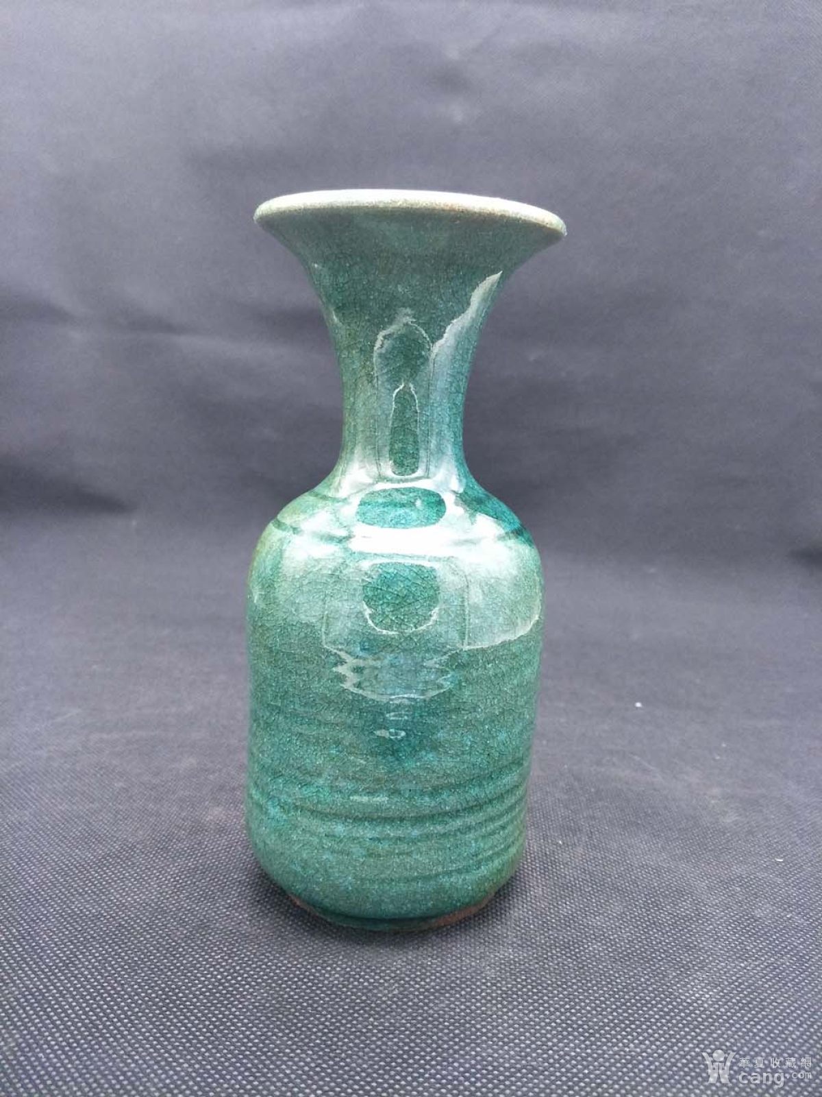 老清代绿釉棒槌素花瓶古董瓷器民窑琉璃釉瓶子包真包老文玩收藏