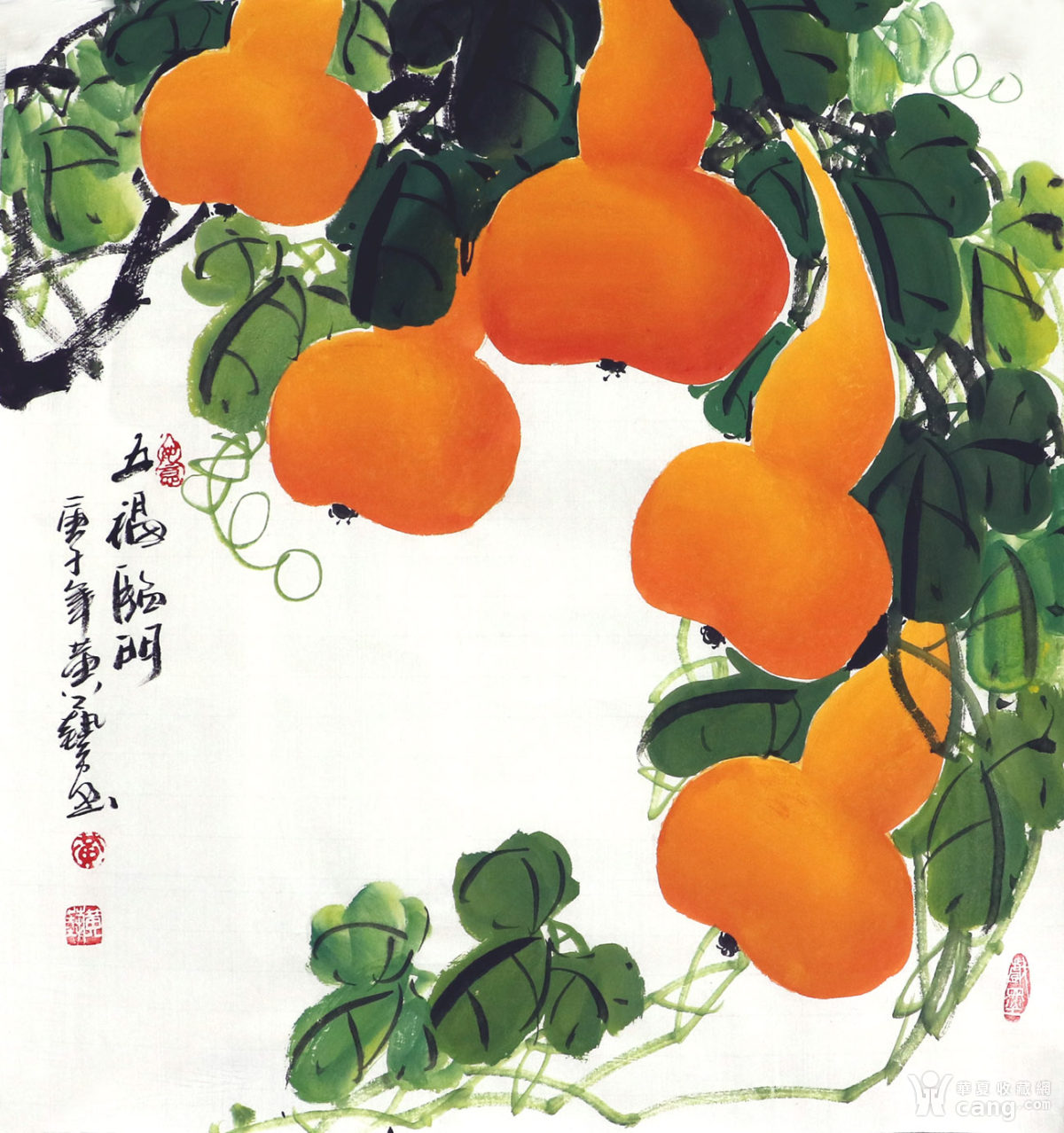 黄艺真迹国画字画客厅装饰画手绘三尺斗方葫芦图福禄图