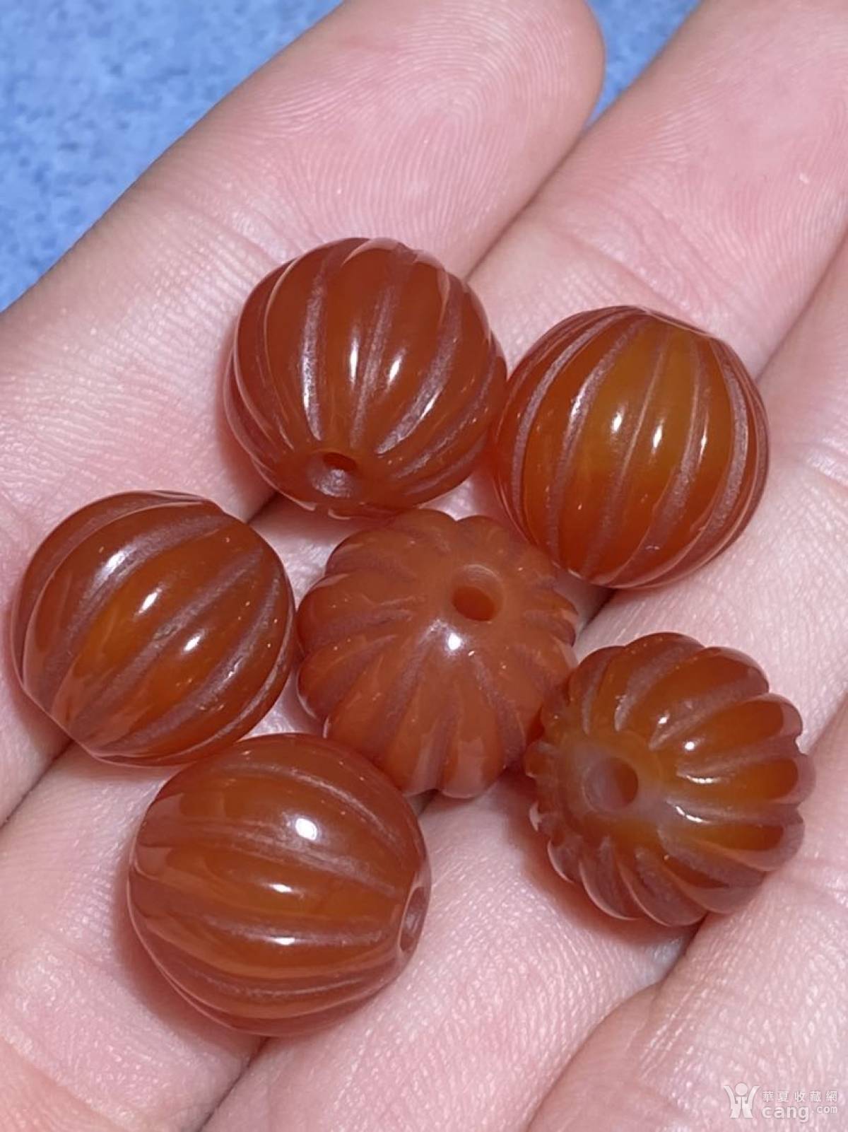 老玛瑙 瓜棱珠 一组