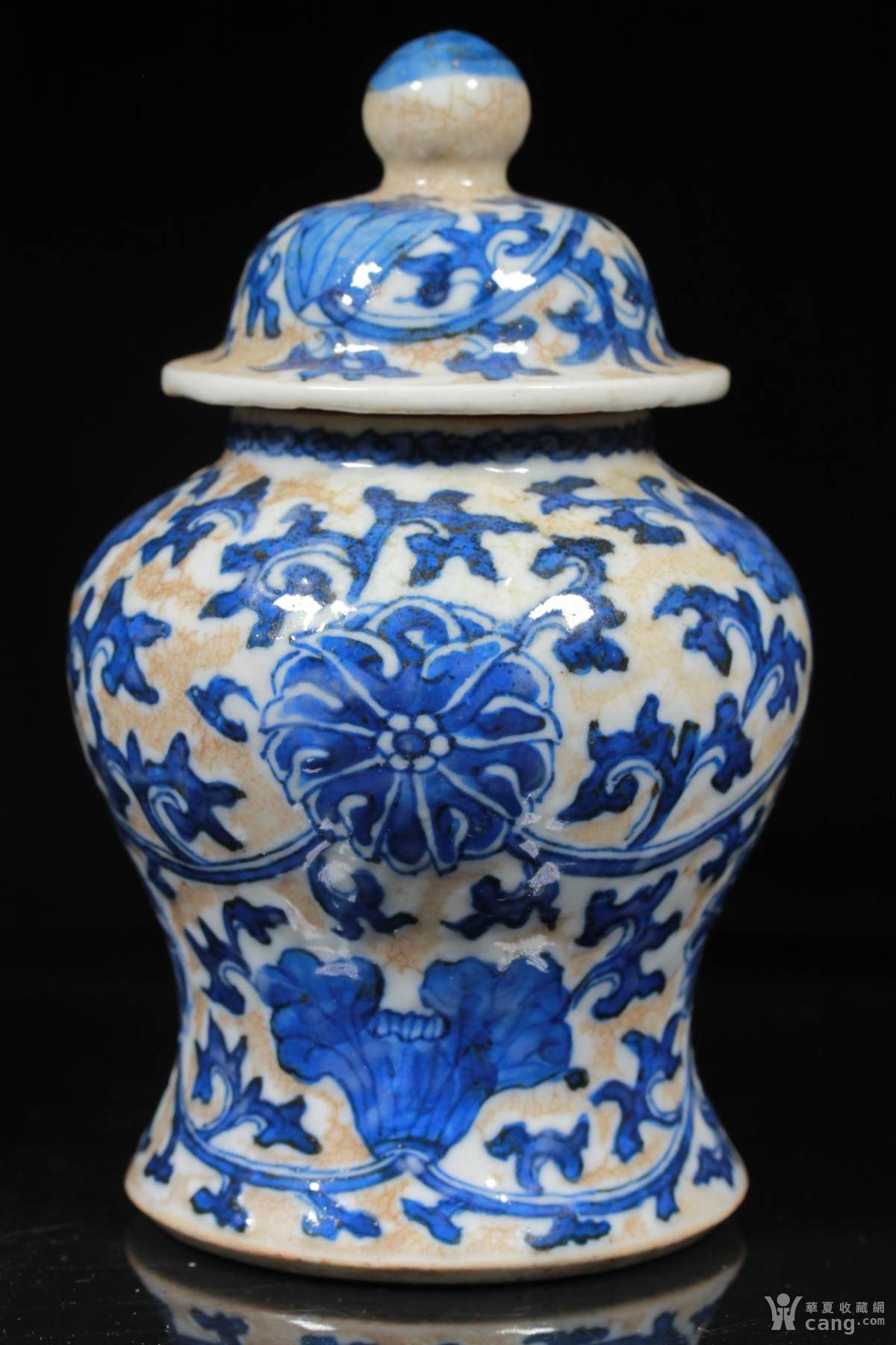 清代青花将军罐一对