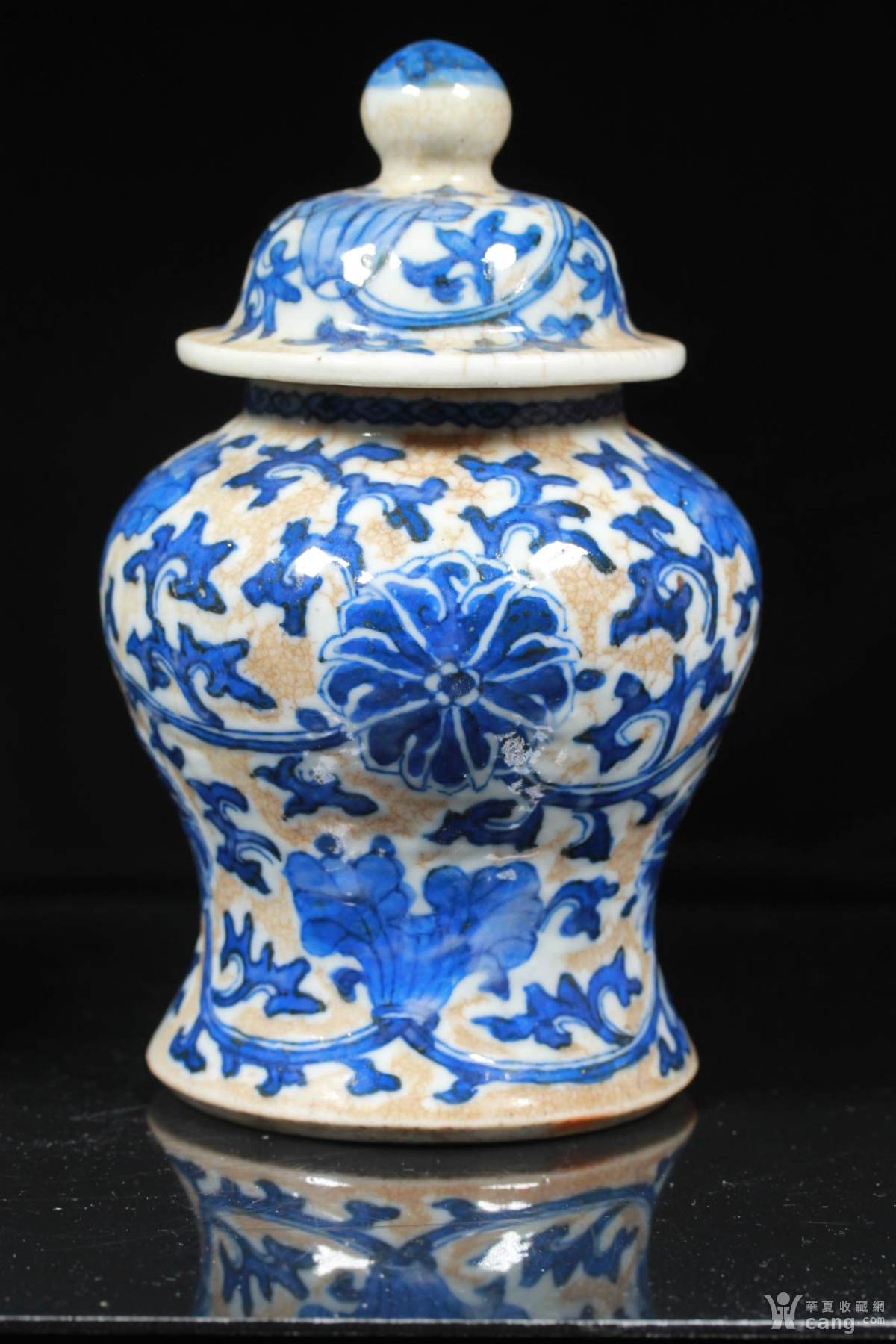 清代青花将军罐一对