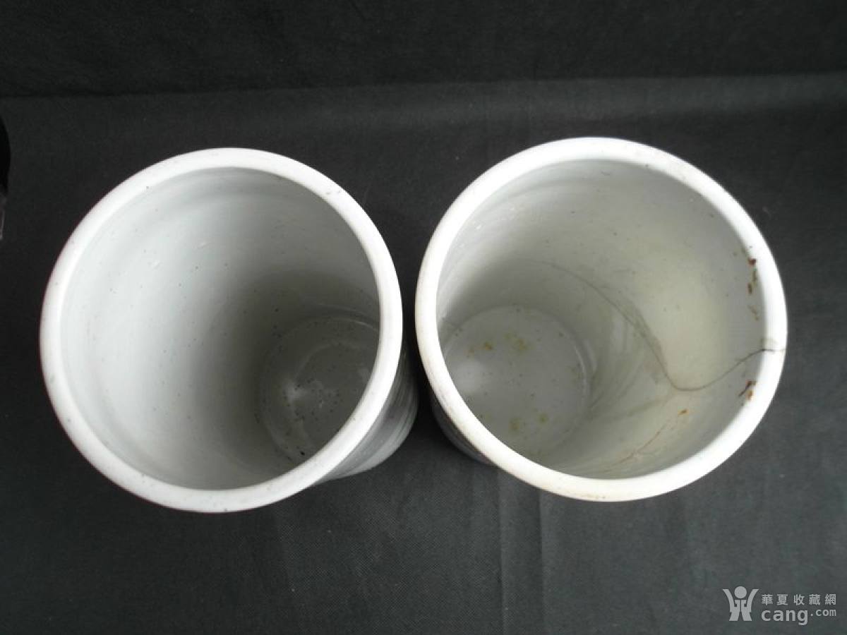 民国名家【徐万顺造】人物纹帽筒一对