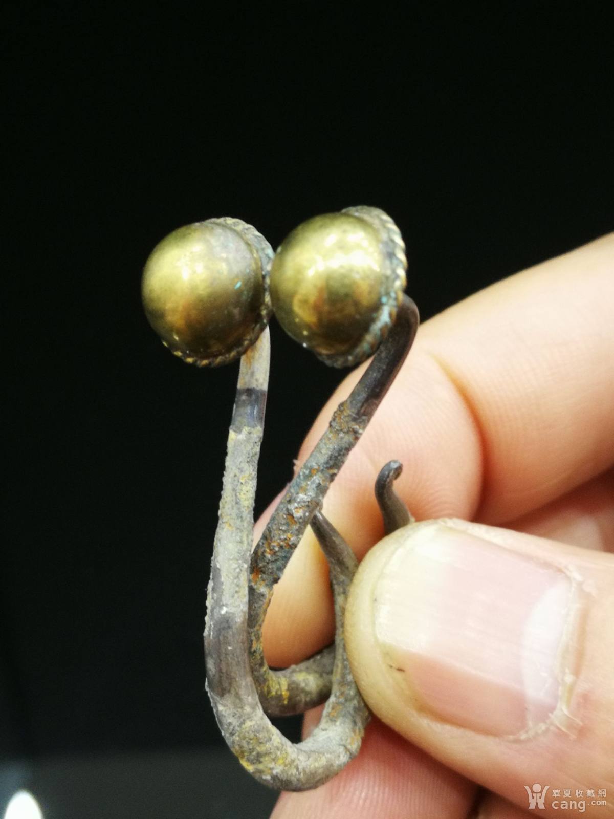 【精品放漏】明代纯银镶金珠丁香耳环