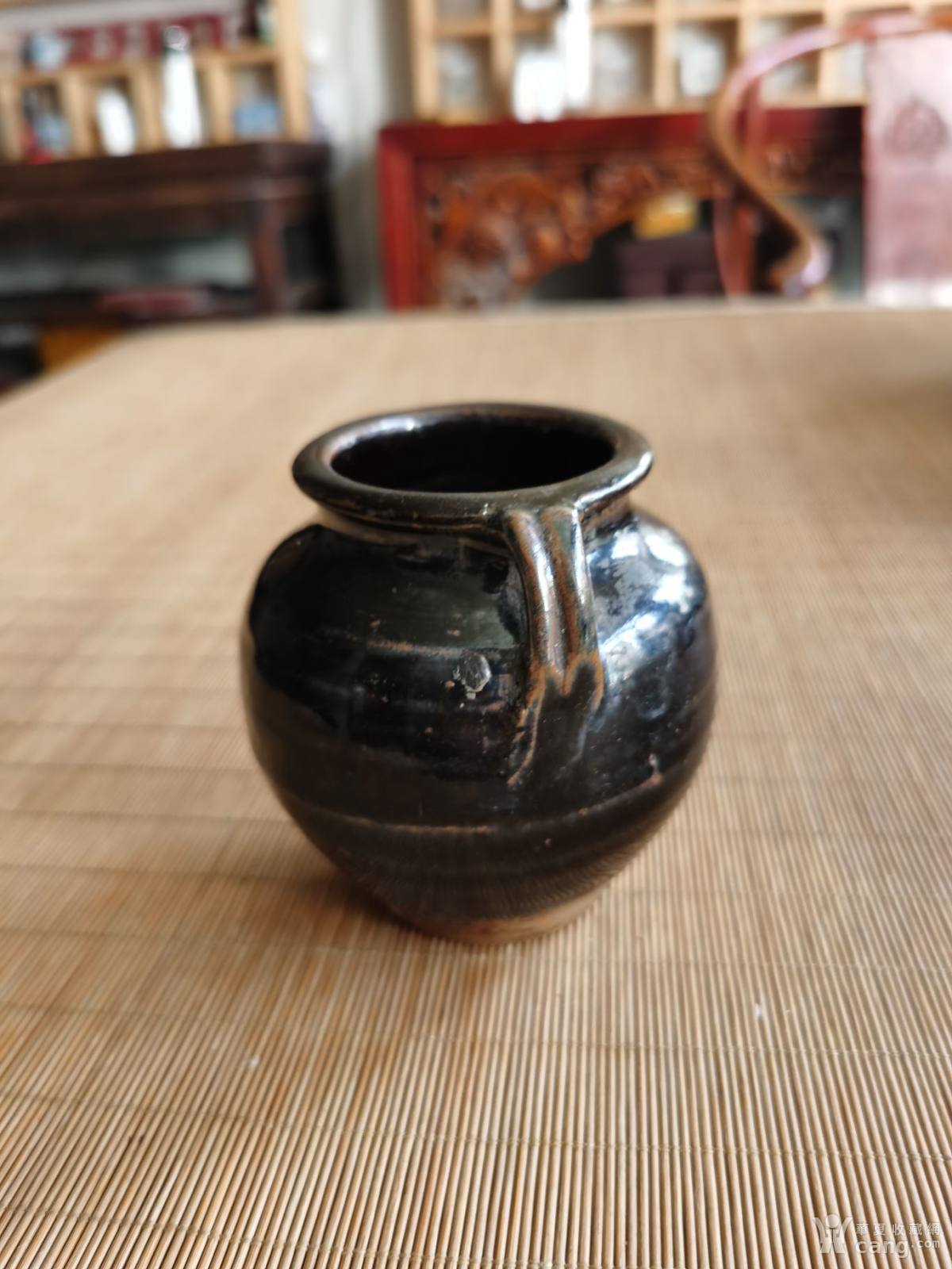 清代黑釉双耳小罐