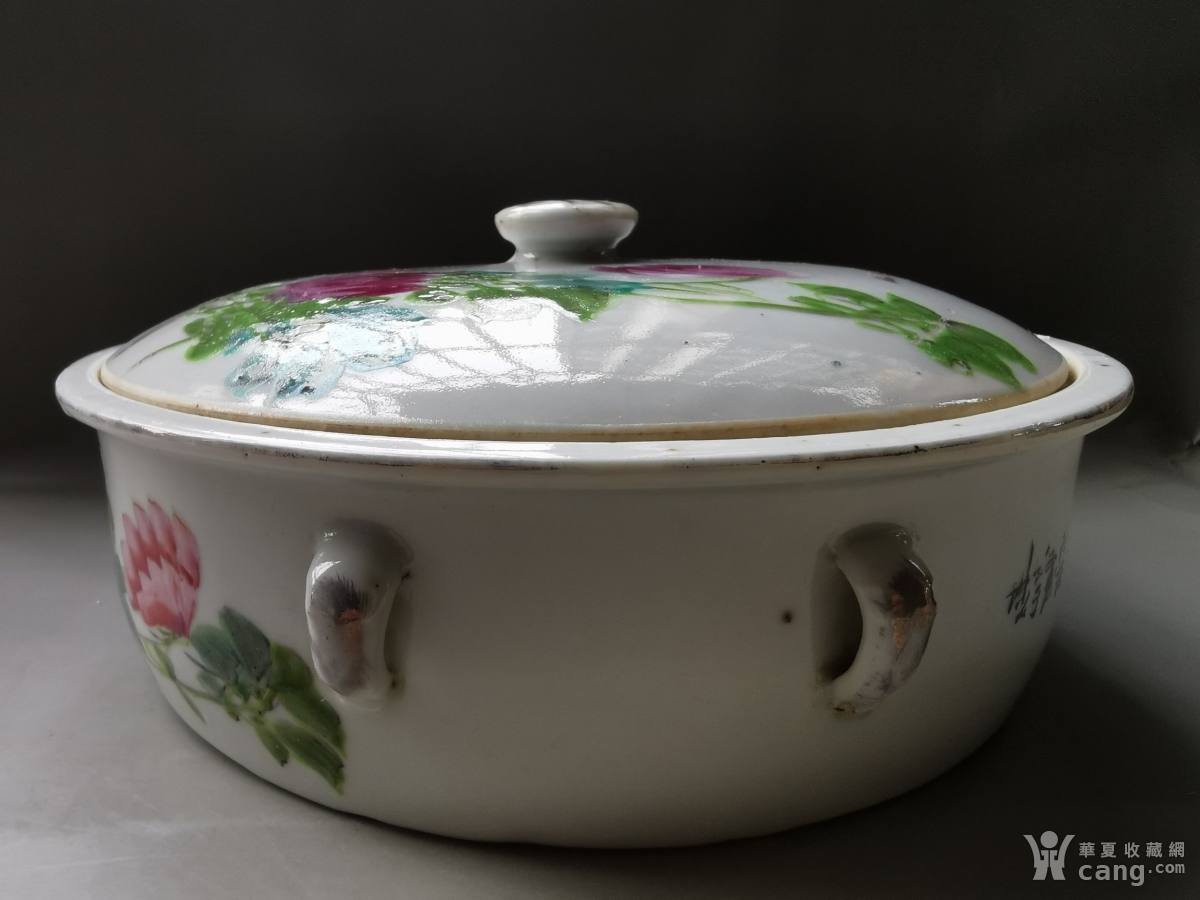 晚清民国粉彩花鸟一品锅