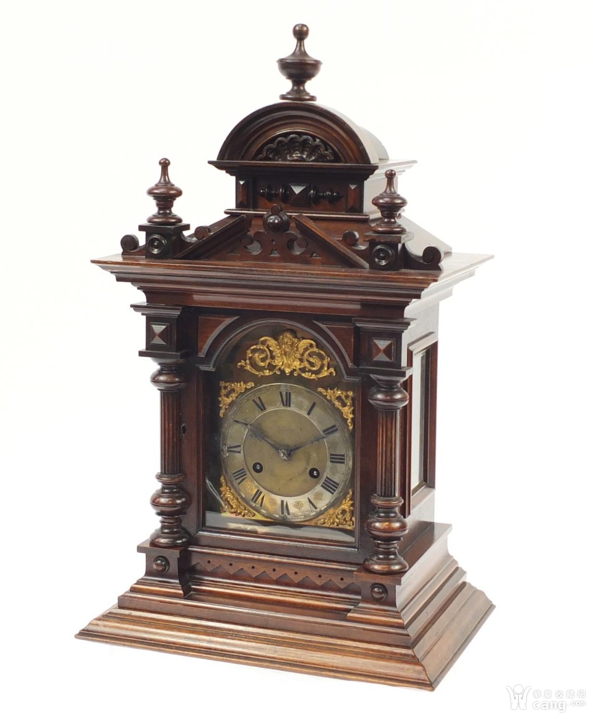 19世纪德国荣汉斯宝星junghans桃花心木壁炉座钟