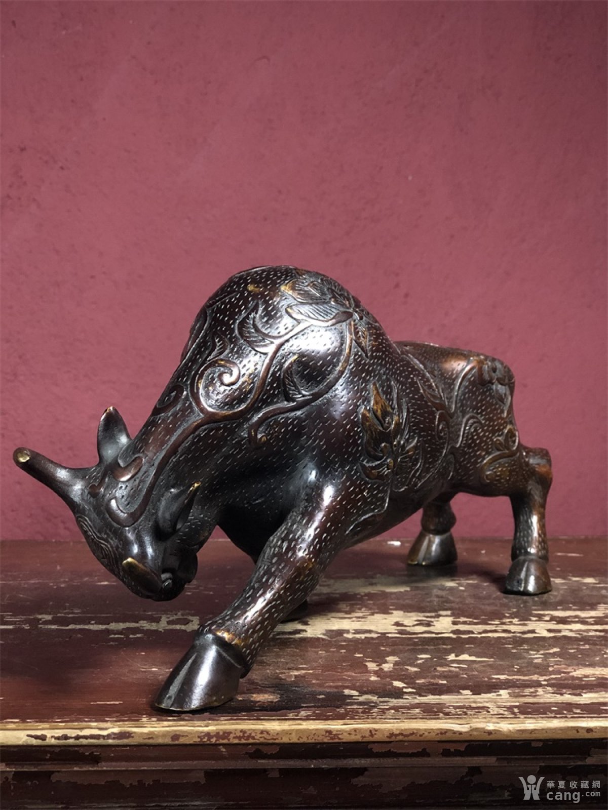 工艺品 铜器 旧藏创汇时期 全铜斗牛 满工(完好完整)