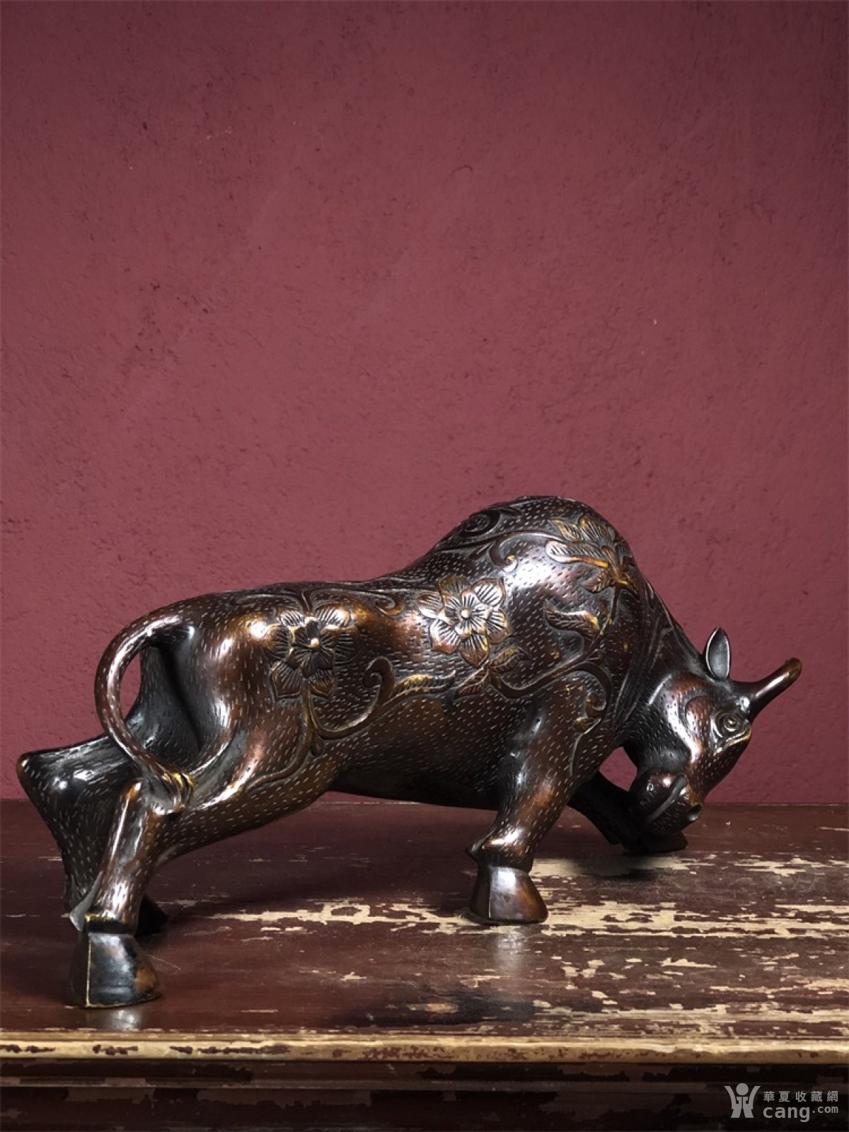 工艺品 铜器 旧藏创汇时期 全铜斗牛 满工(完好完整)