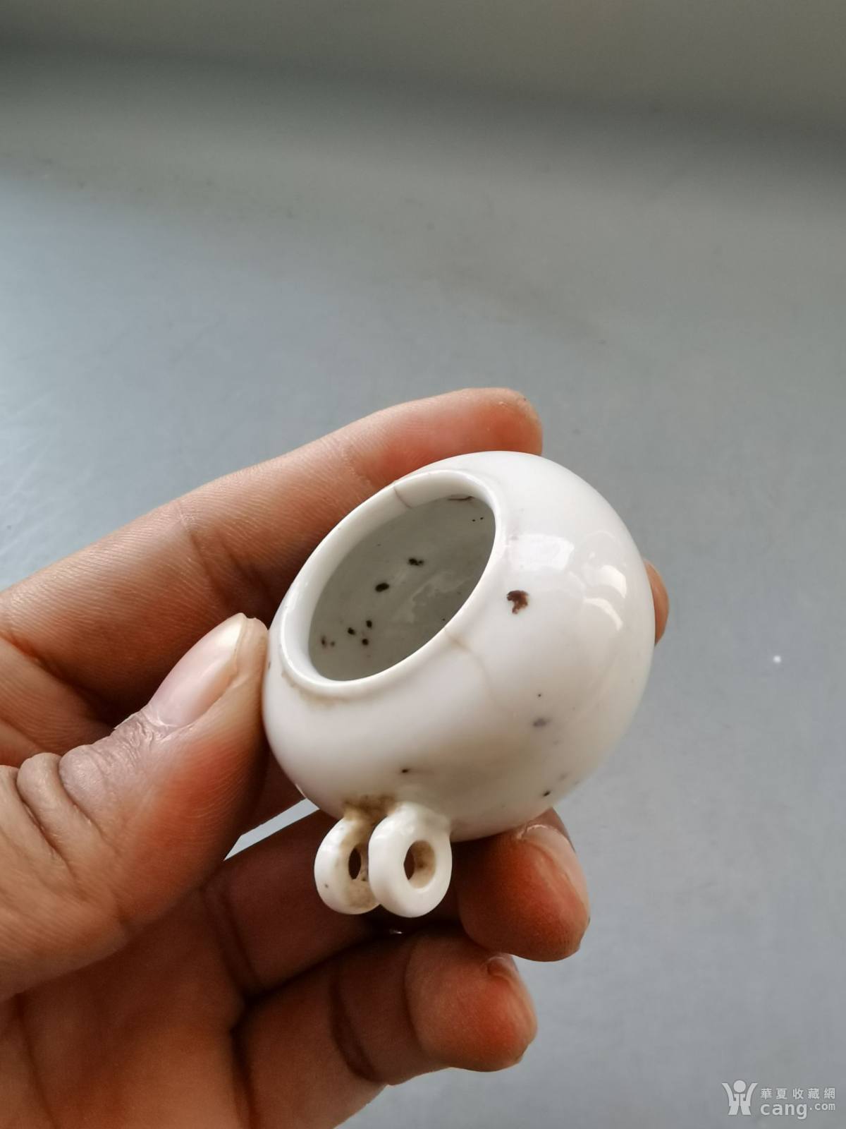 光绪青花皮球花鸟食罐