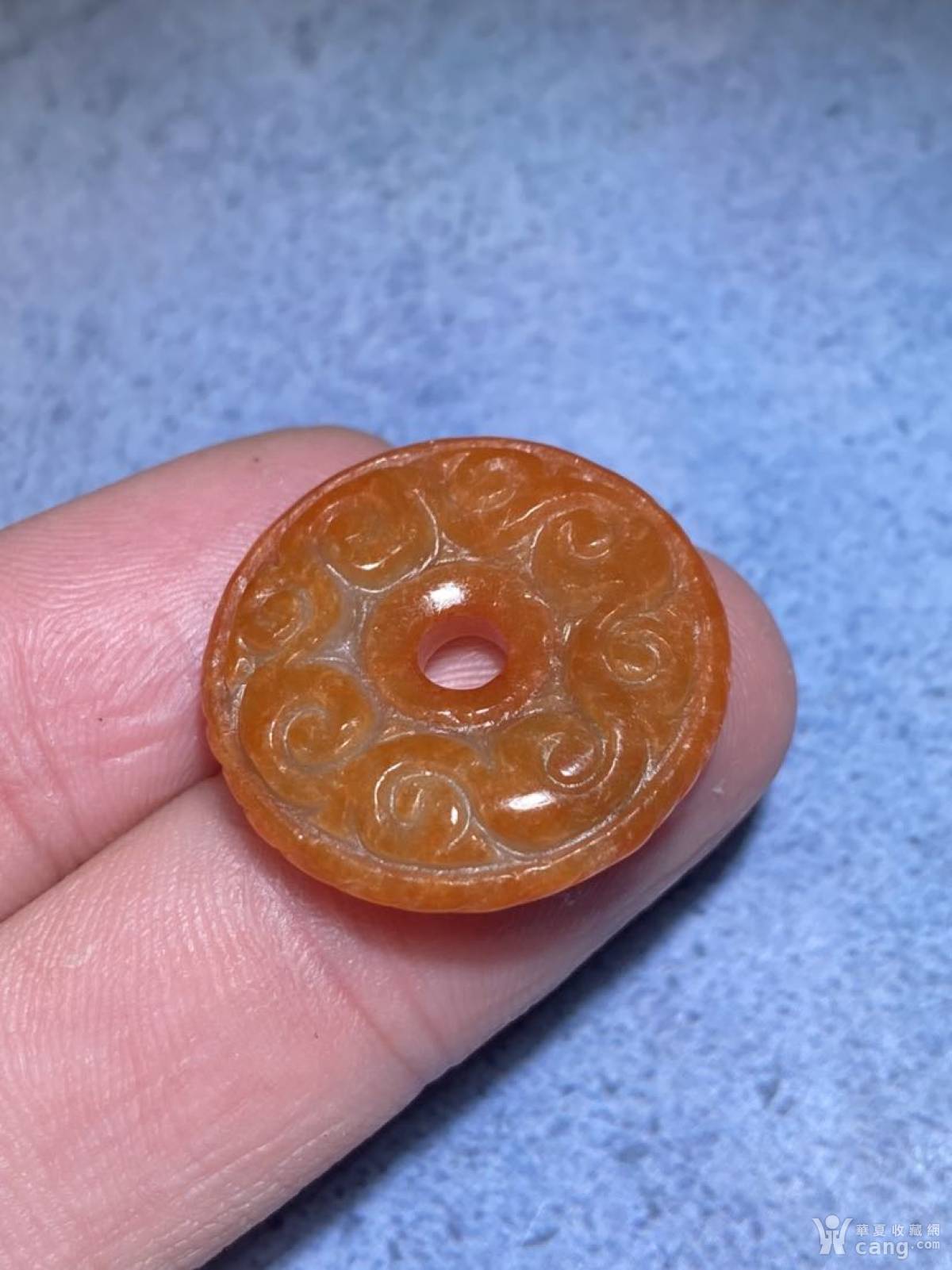 老翡翠 红翡回纹 平安扣 挂件