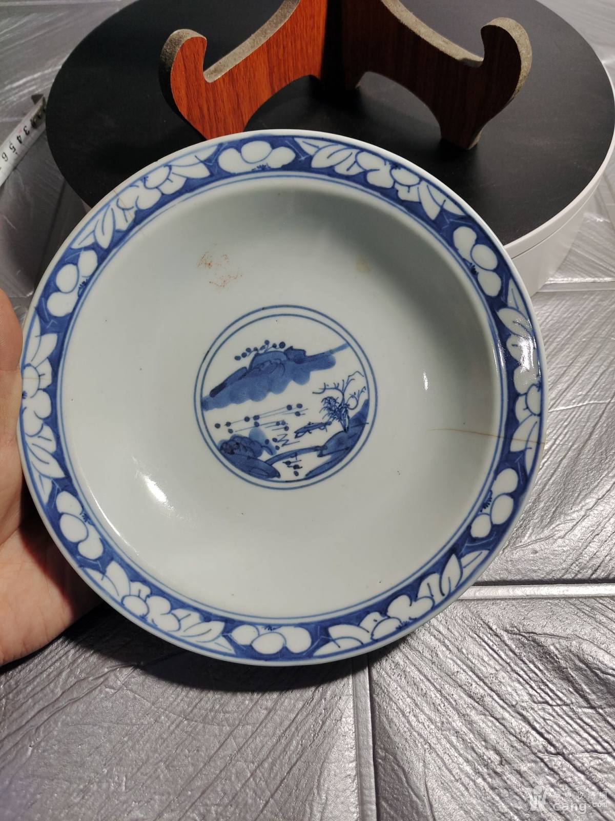 清代青花,瓷器,三星人物 高足碗