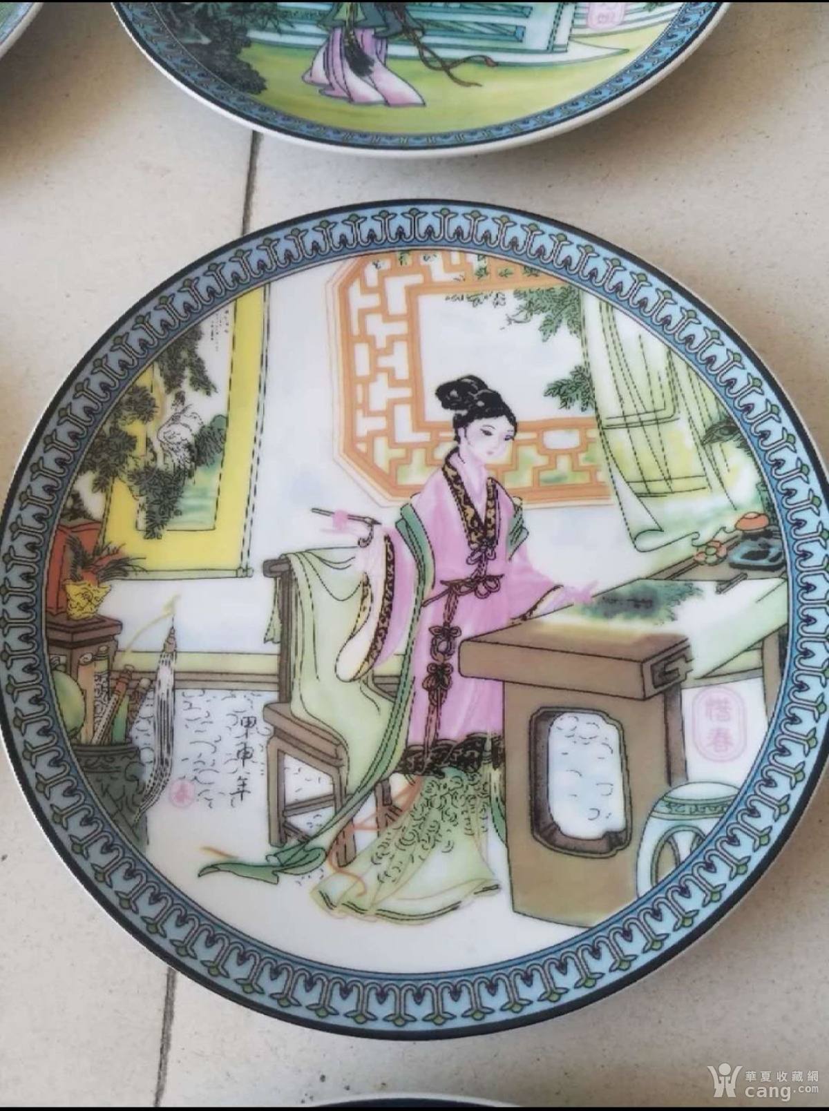 八十年代赵惠民老师制作金陵十二钗出口外销瓷盘- 民国- 瓷器- 华夏收藏网