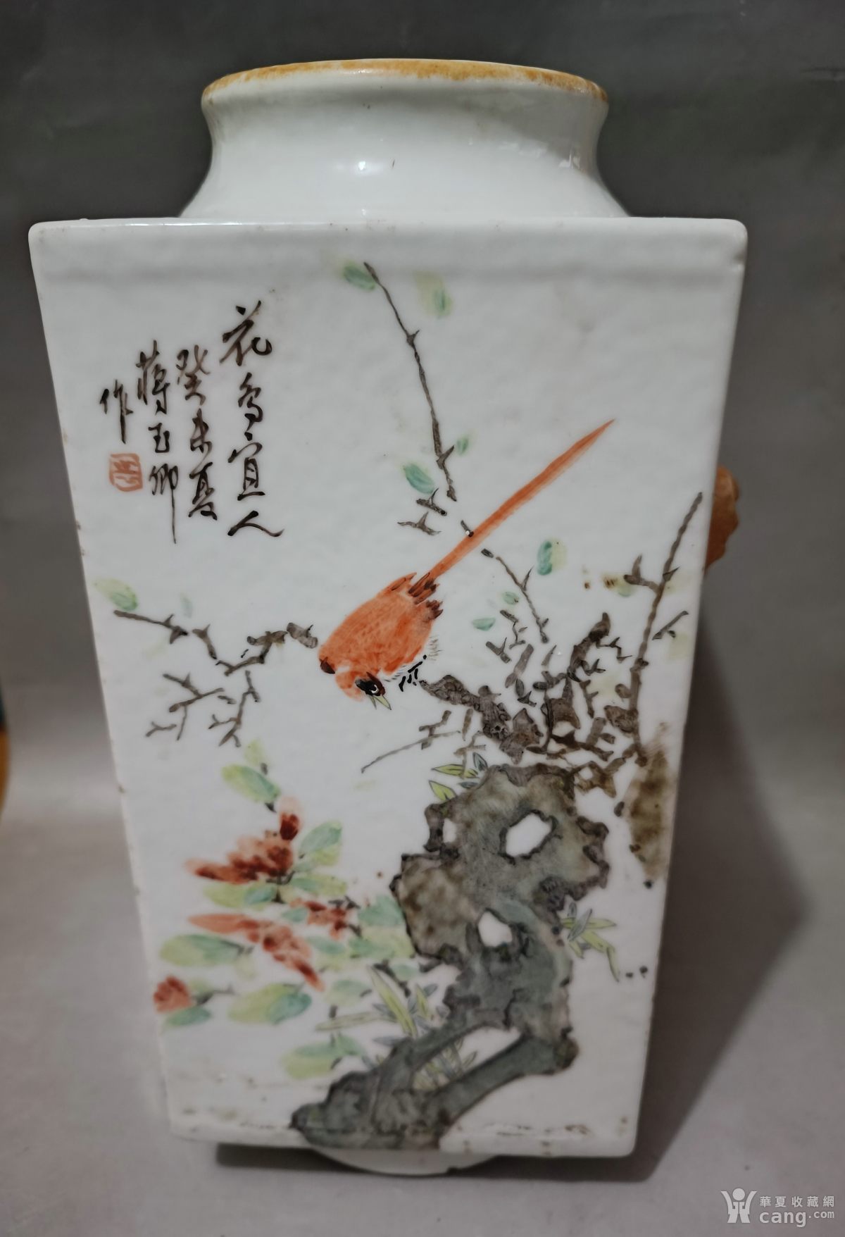 中国 民国期 浅絳彩花瓶 李琼昌作 送料込み1222 美術品 陶芸 美術品