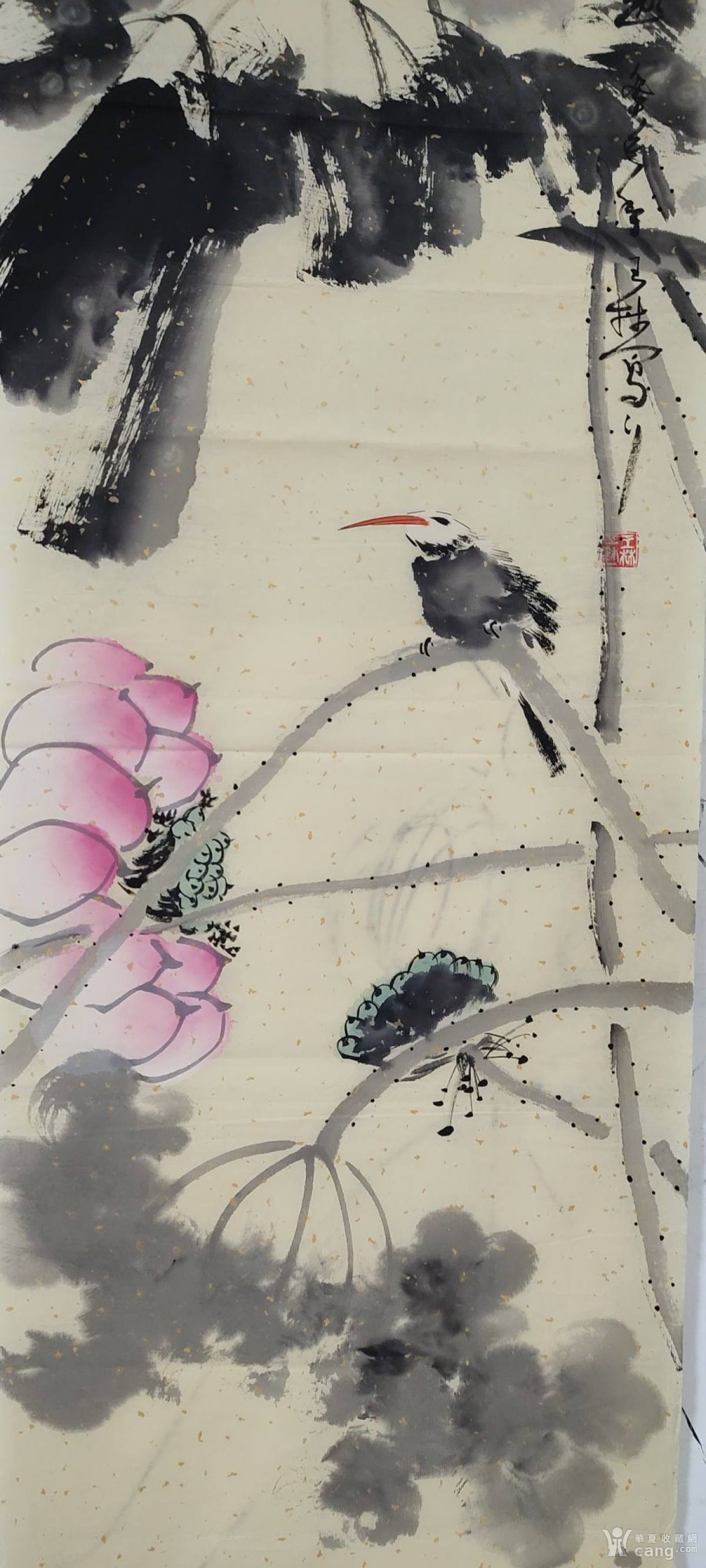 王林大写意花鸟手绘真迹条屏 120/35cm 纸本