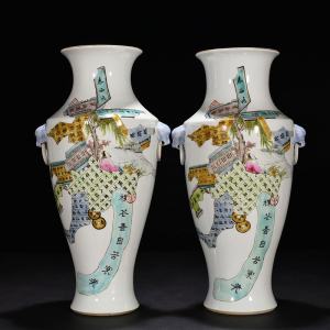 大清乾隆年 琺瑯彩 花鳥入花瓶 【花開富貴】瓶 高47cm X20U04A