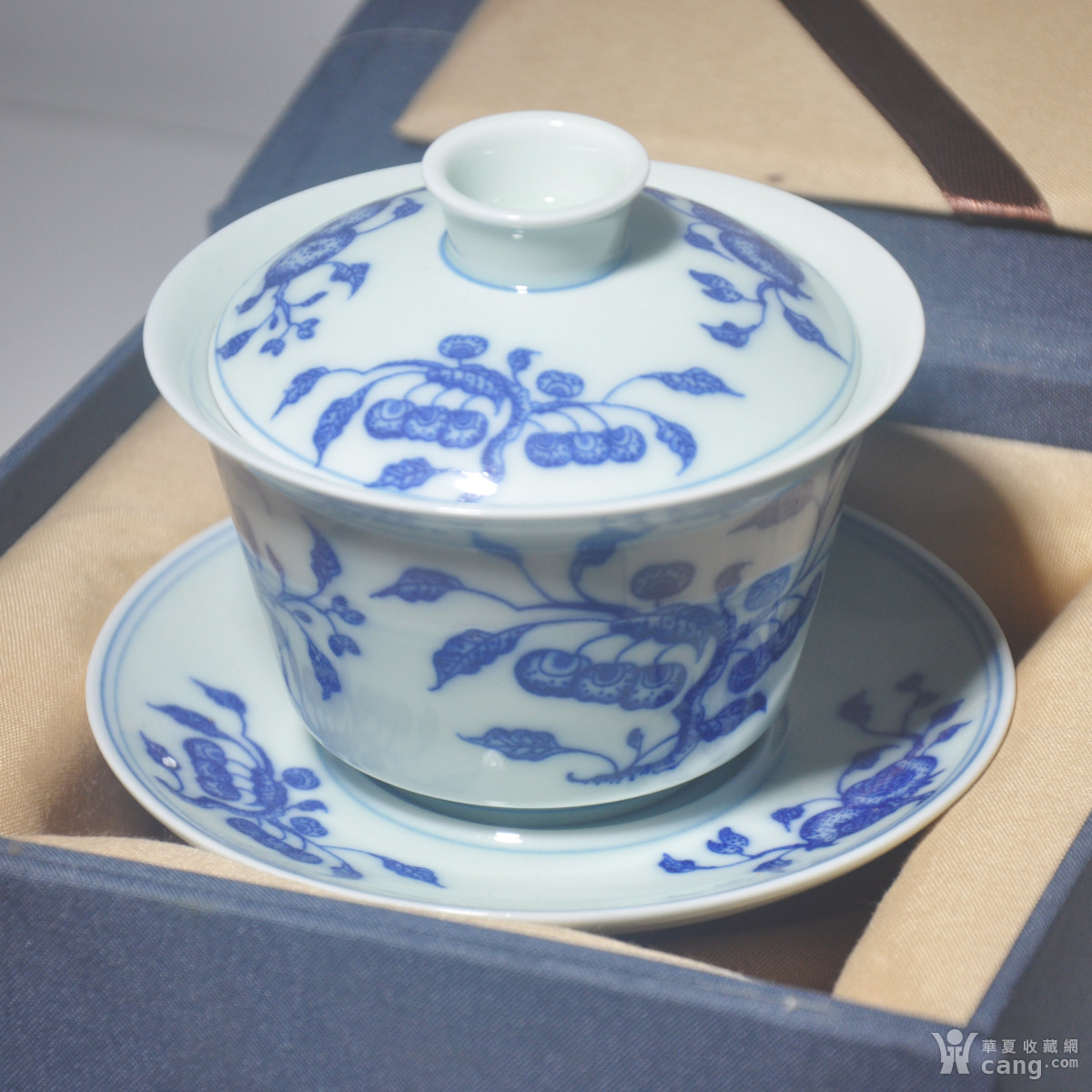 全新】仿古风格景德镇青花三才盖碗- 现代- 瓷器- 华夏收藏网