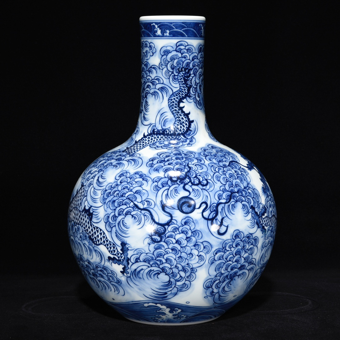 清雍正·青花龙纹天球瓶- 明清- 瓷器- 华夏收藏网