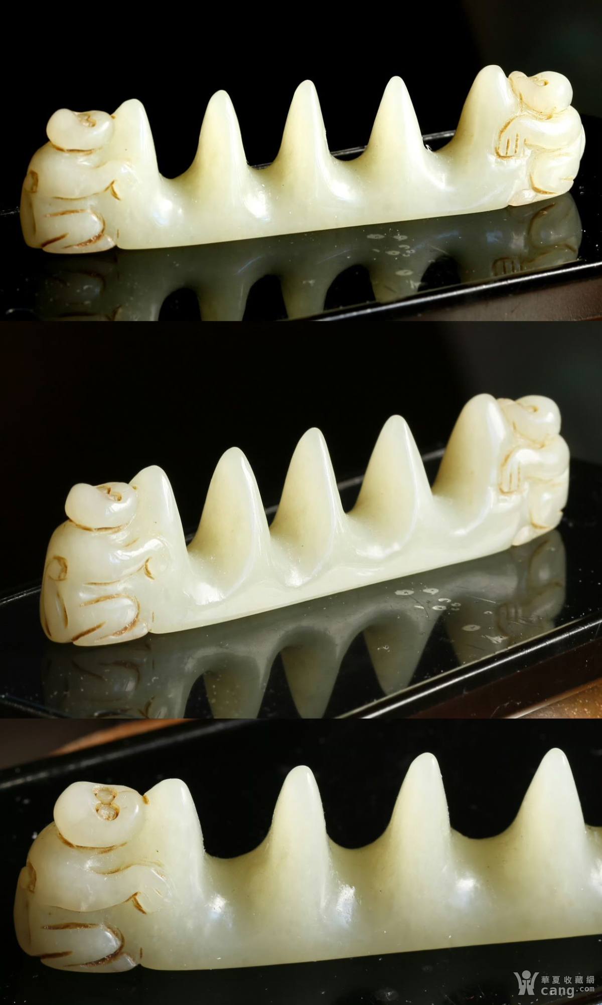 中国美術 黄白玉 刻 獣 筆架 古代 10cmx2cm(LC601) 清. 白玉猴首笔架_社区_华夏收藏网